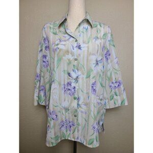 Allison Daley Womens Long Sleeves Top Shirt Blouse Multicolor Size 16 A451